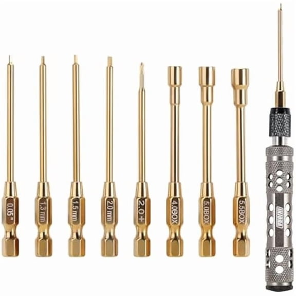 CJB 8 in 1 RC Car Tools Kit, Hex Screwdriver Nut Driver & Phillips Screwdriver Tool Set, 1/4" Drive Hex Bit Set, Allen Wrenches For 1/18 1/24 RC Mini Crawler Car Axial SCX24 AX24 FMS FCX24 TRX4M