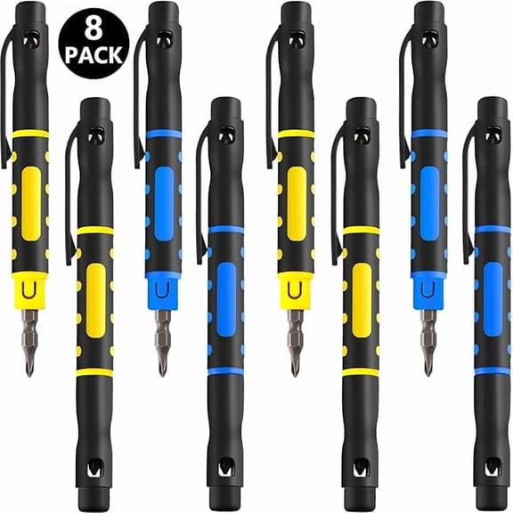 CJB 8 Pieces 4 in 1 Pocket Screwdriver Pen Portable Multipurpose Screwdriver Double Ended for Repairing Installing Tool