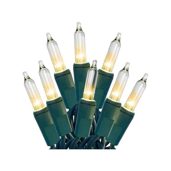 CJB Christmas Lights 100 Count Clear Christmas Tree String Lights with Green Wire for Outdoor Indoor Christmas Decorations Wedding Decorations Valentines Day Decor,UL Certified (32feet)