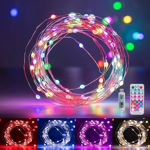 CJB Fairy Lights Color Changing - 33FT 100 LED String Lights with Remote,11 Modes, USB Fairy Lights Indoor, Twinkle Christmas Fairy Light for Bedroom Indoor Classroom