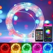 CJB Fairy Lights Color Changing, 33ft 100 LED USB RGB String Lights with Remote & APP Controlled, Music Sync Fairy Lights for Bedroom, Christmas String Lights for Indoor Decoration
