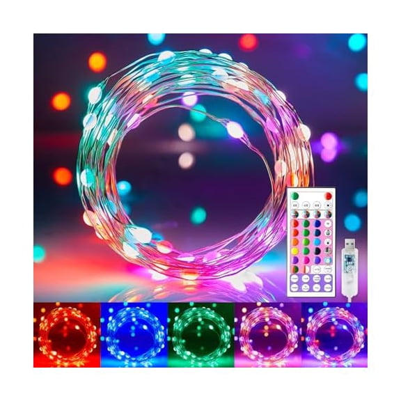 CJB Fairy Lights Color Changing - 66FT 200 LED String Lights with Remote, 16 Single Colors & 6 Holiday Colors, USB Fairy Light Indoor with 12 Mode, Christmas Light for Bedroom Halloween Decoration