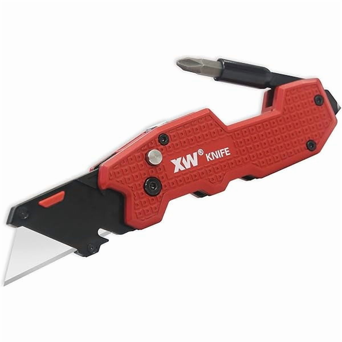 CJB Folding Utility Knife with Screwdriver, 5-in-1 Multi-functional Heavy Duty Lock-back Box Cutter