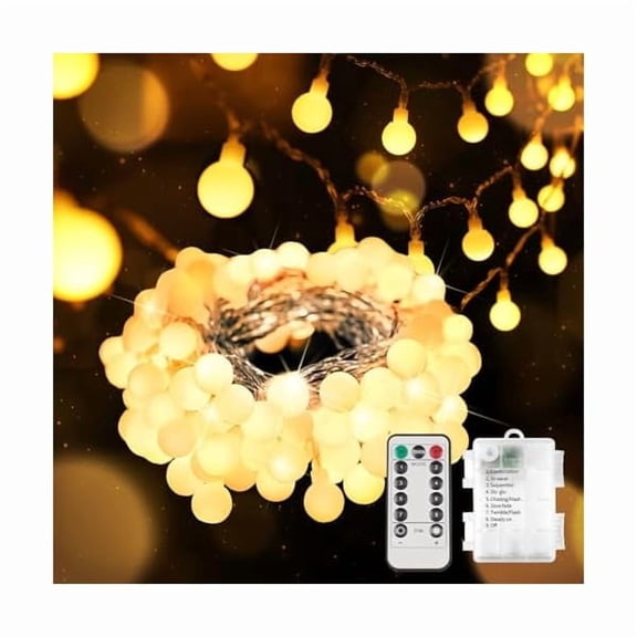 CJB Globe String Lights Battery Operated, 100 Led Battery Powered Fairy Lights, String Lights for Bedroom, Camping, Backyard, Patio, Garden, Party, Living Room, Classroom, Christmas, Warm White