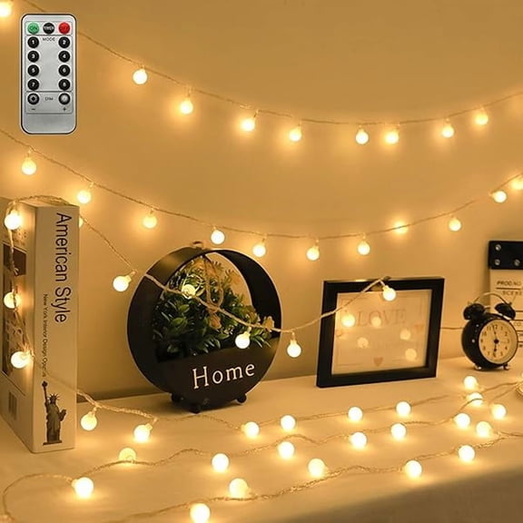 CJB LED Ball String Lights, 19.6FT 40LEDs Globe Waterproof Fairy String Lights with Remote Control USB Powered, Decorations for Indoor Party Wedding Christmas Tree Patio Balcony, Warm White