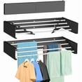 thumbnail image 1 of CJB Laundry Drying Rack Wall Mounted Clothes Drying Rack Collapsible with 5 Aluminum Rods and Drilling Template Long Screwdriver Bit 60 lbs Capacity (Black, 23.6“), 1 of 1