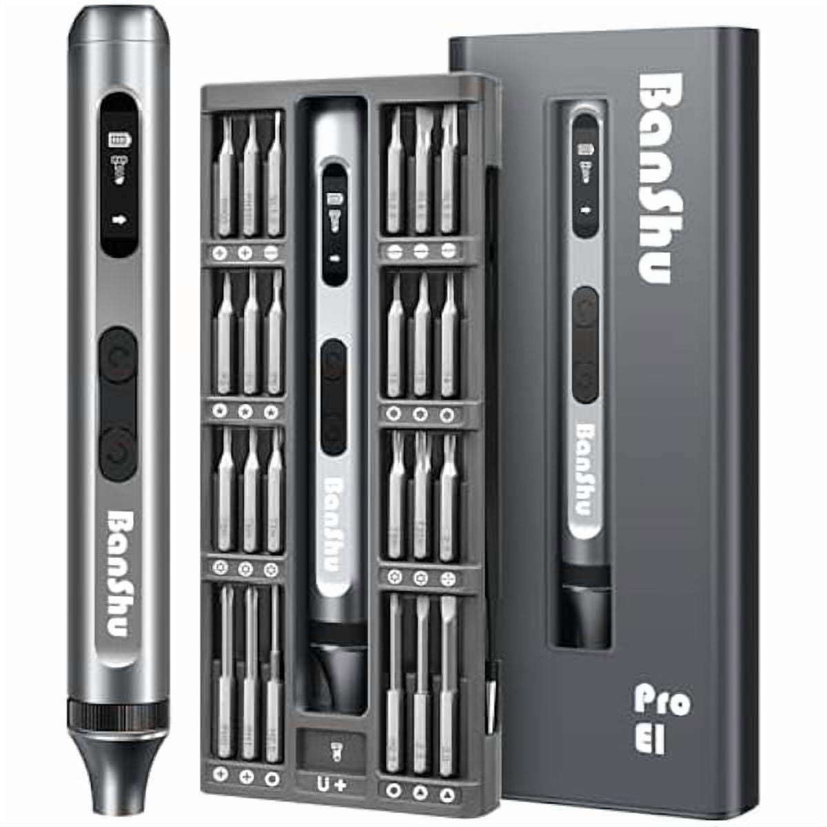 CJB Mini Electric Screwdriver, 52 in 1 Precision Screwdriver Set with 48 Magnetic Bits, Pry Bar, Tweezer, LED Light, Professional Magnetic Repair Tool Kit for Eyeglasses, Watch, iPhone, Electronics