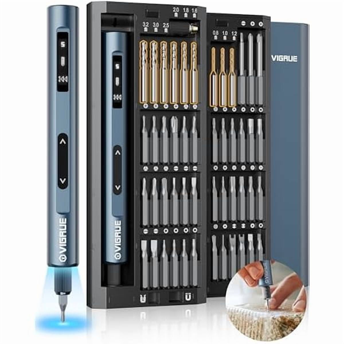 CJB Mini Electric Screwdriver Set, 400RPM Cordless Precision Electric Screwdriver with Led Light, 5 Torque Settings 48 Magnetic Bits, Mini Electric Drill Repair Kit for Phone Watch Jeweler Laptop