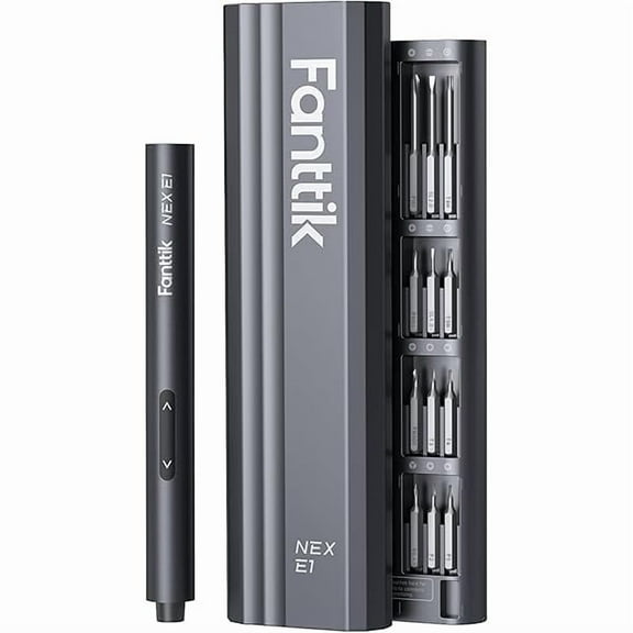 CJB NEX E1 3.7V Mini Electric Screwdriver Precision Screwdriver, 12 Bits, 0.2N.m Torque Setting, Max. 3 N.m, Magnetic Storage, 5/32''Hex, Repair Tool Set for Phone Camera Laptop Watch