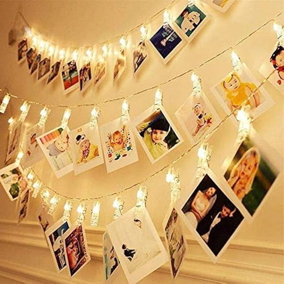 CJB Photo Clip String Lights LED Fairy Clip String Lights Hanging Photo Pictures Battery Operated for Gifts Patio Christmas Bedroom Wedding Birthday Party Halloween Festival Decor (no Battery)