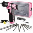 thumbnail image 1 of CJB Pink Power Drill Set and Stackable Tool Box, 8V Cordless Drill Driver with Bit Set, 2.0Ah Electric Cordless Screwdriver Kit with 3/8" Keyless Chuck, For Home DIY- Pink Ribbon, 1 of 1