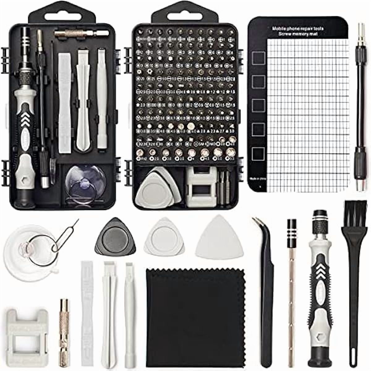 CJB Precision Screwdriver Set 124-Piece Electronics Tool Kit with 101 Bits Magnetic Screwdriver Set for Computer, Laptop, Cell Phone, PC, MacBook, iPhone, Nintendo, PS4, PS5, Xbox Repair