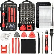 CJB Precision Screwdriver Set 124-Piece Electronics Tool Kit with 101 Bits Magnetic Screwdriver Set for Computer, Laptop, Cell Phone, PC, MacBook, iPhone, PS4, PS5, Xbox Repair