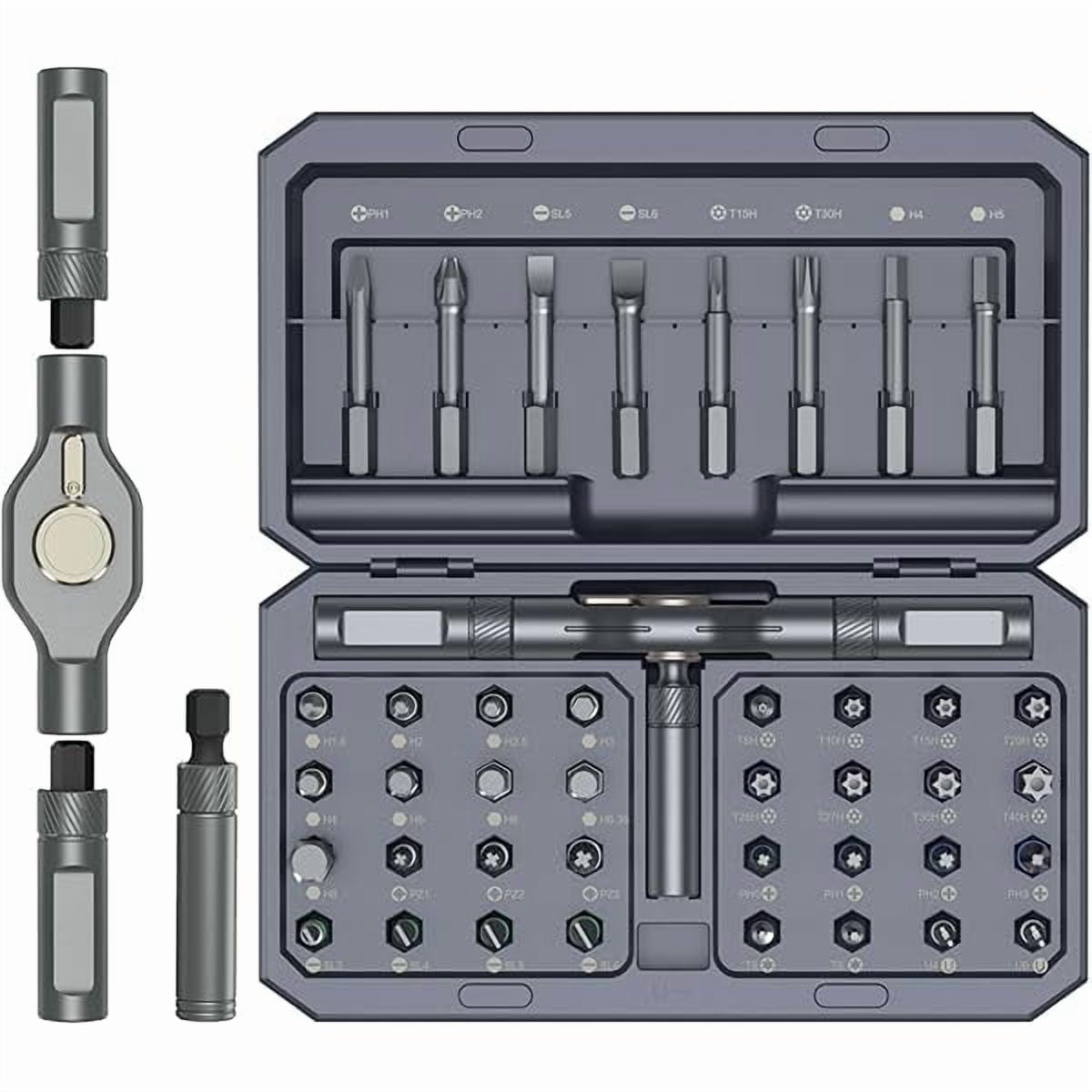 CJB Ratchet Screwdriver Set, 42 in 1 Magnetic Screwdriver Set with Disassemble Ratchet Handle, Multipurpose DIY Repair Tool Kit with Case, 40 Bits, for Furniture, Electronics, Bike