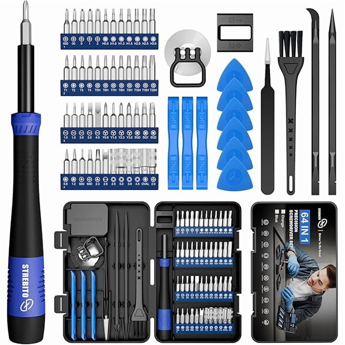 CJB Small Precision Screwdriver Set 64-piece with Torx, Triwing, Pentalobe, Electronics Repair Tool Kit for Computer, PC, Laptop, Macbook, Tablet, Phone, PS5, XBOX, Switch, Glass, Ring Doorbell