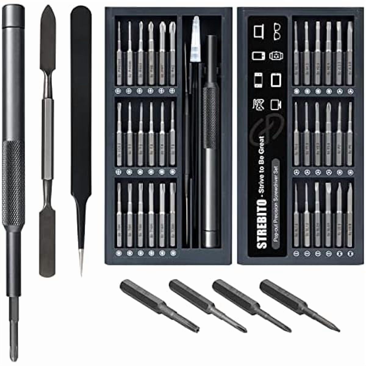 CJB Small Screwdriver Set - 39 in 1 Precision Screwdriver Kit, Electronics Tool Set - PC, Laptop, RC, Computer, Phone Repair, S2 Steel Long Bits - Torx, Pentalobe, Triwing