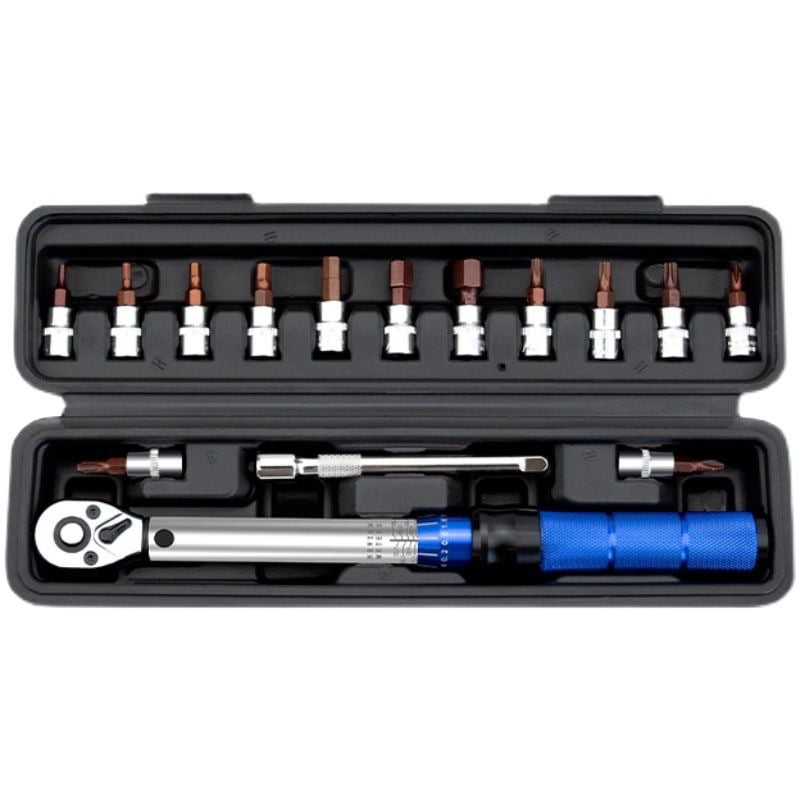 CJB 15-Piece High-Precision Preset Adjustable Torque Wrench Set for Bicycle Repair, 1/4" Drive, 15-75 in-lbs, Suitable for Bike and Maintenance
