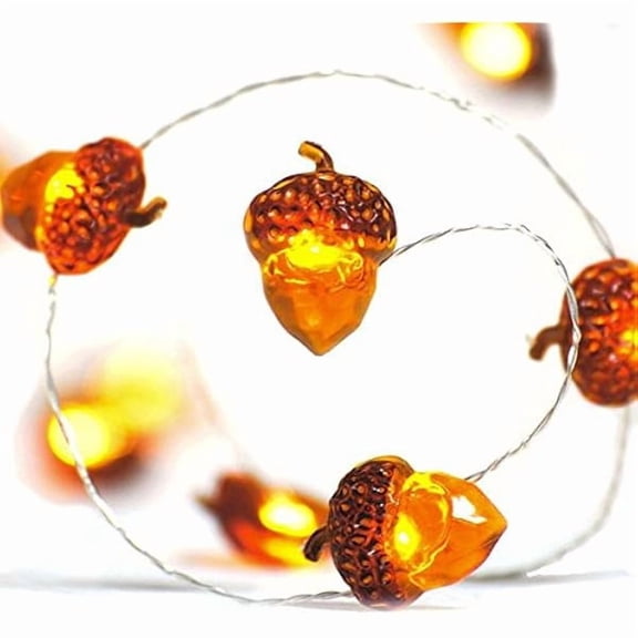 CJB Thanksgiving Decorations Acorn Lights String 10ft 40 LEDs Fairy String Lights Battery Operated with Remote Fall Lights for Home Autumn Garland Bedroom Christmas Tree Halloween Party Decor