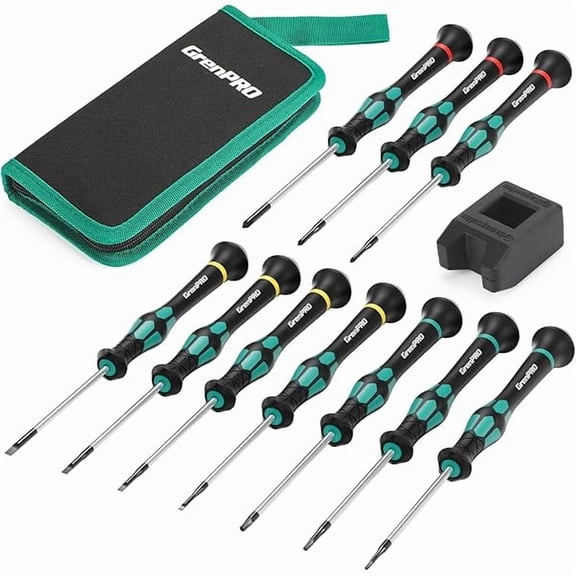 CJB10-Piece Precision Screwdriver Set, Magnetic Small Screwdrivers with Phillips, Slotted, Torx Star for Eyeglass, Watch, Computer, Laptop, Phone