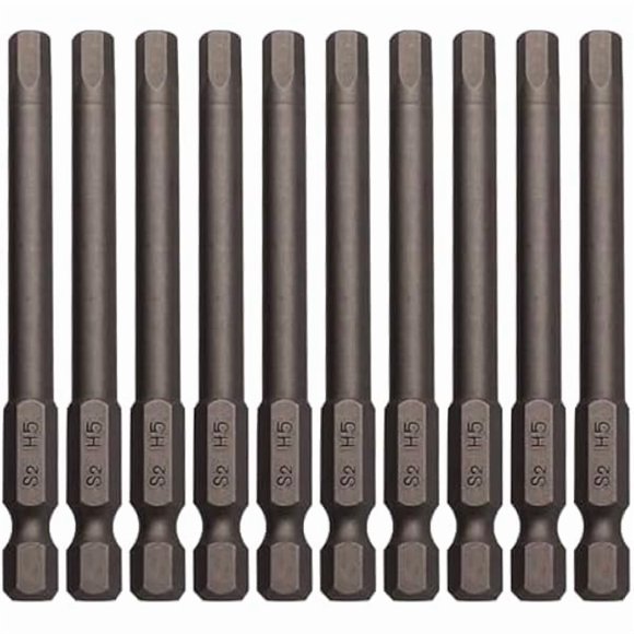CJB10Pcs Hex Head Allen Wrench Drill Bits H5 (5mm) S2 Steel Magnetic Hexagon Hex Head Screwdriver Bits 1/4 Inch Quick Release Shank 3 Inch Long Drill Bit