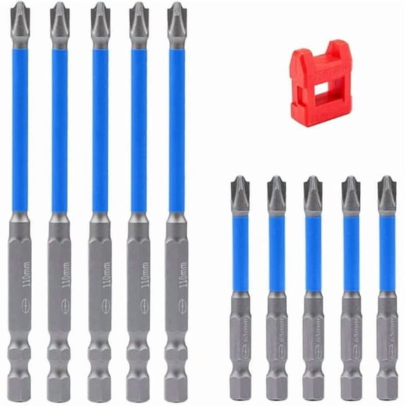 CJB10pcs Magnetic Special Flat Slotted Phillips Cross Head Screwdriver Bit Sets for Electrician PH2 Bit 1/4 Inch Hex Shank Screw Driver Drill Bit