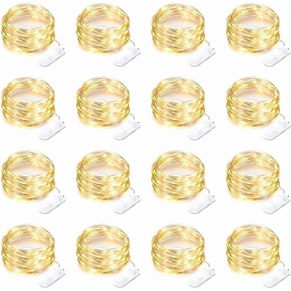 CJB16 Pack 30 Led Fairy Lights Battery Operated String Lights 10 Feet Waterproof Twinkle Lights Mason Jar Lights Silver Wire Firefly Lights for Christmas Party Wedding Patio Warm White