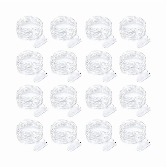 CJB16 Pack Led Fairy Lights Battery Operated String Lights 10 Feet 30 LED Waterproof Twinkle Lights Mason Jar Lights Silver Wire Firefly Lights for Christmas Party Wedding Patio White