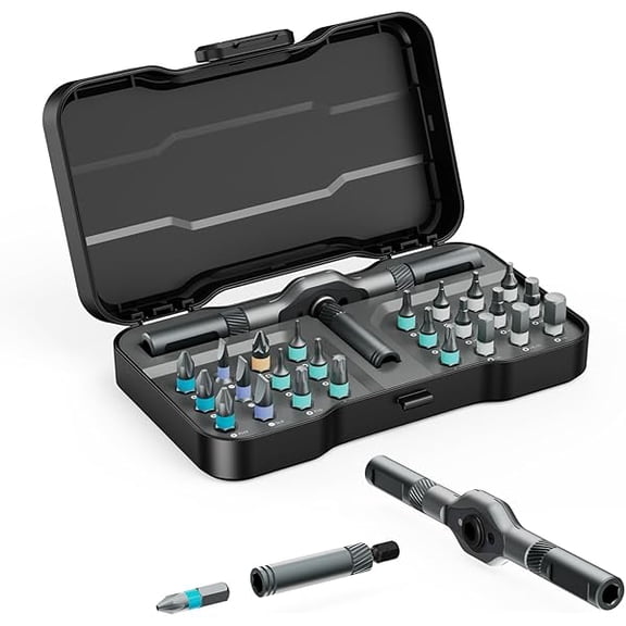 CJB24 in 1 Magnetic Screwdriver Set, DIY Ratchet Screwdriver Set, Multi Bit Magnetic Drive Set with Detachable Ratchet Handle, Portable Precision Repair Tool Kit for Furniture Computer Bicycle