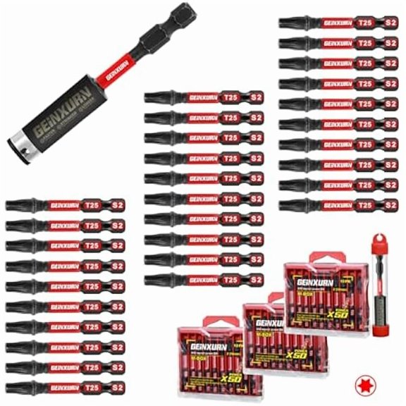 CJB30 Pieces 2 In. T25 Impact Tough Magnetic Screwdriver Bit Set, #25 Torx Head Power Bits, S2 Alloy Steel Star Bits with 1 Pc Impact Bit Holder and Storage M-Box