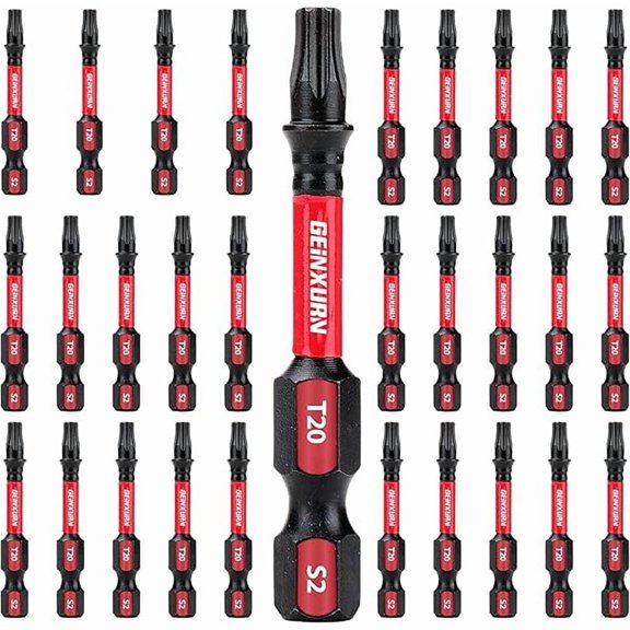 CJB30 Pieces T20 2 In. Impact Tough Magnetic #20 Torx Head Power Bits, S2 Alloy Steel T20 Screwdriver Bits Set