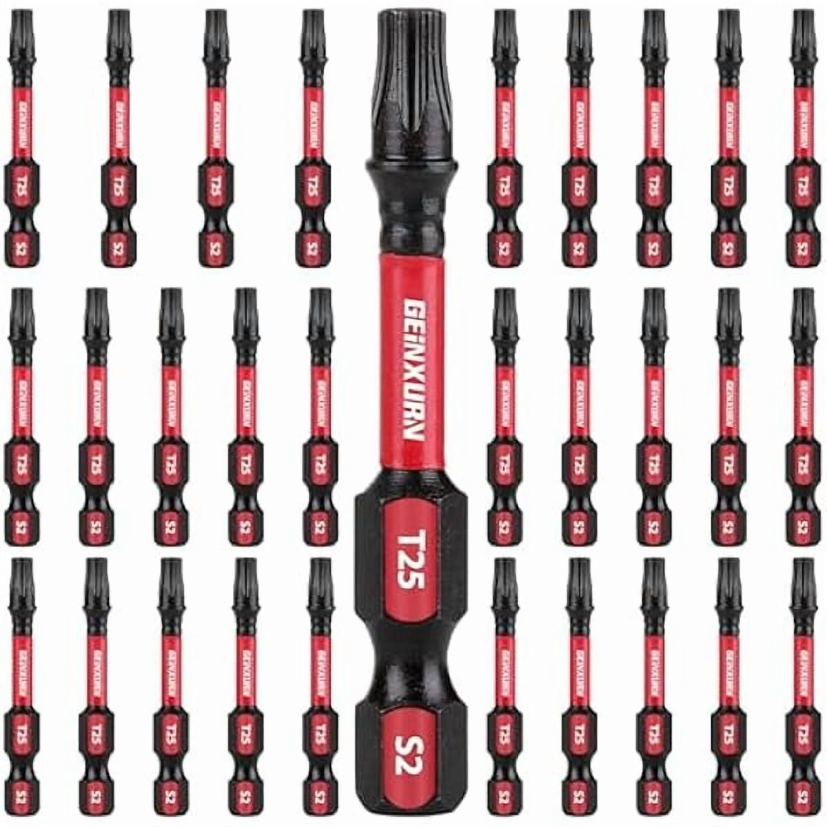 CJB30 Pieces T25 2 In. Impact Tough Magnetic #25 Torx Head Power Bits, S2 Alloy Steel T25 Screwdriver Bits Set