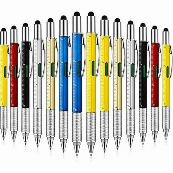 CJB30 Pieces Tool Pen 6-in-1 Multitool Tech Tool Pen with Ruler, Level Gauge, Ballpoint Pen, Stylus Pen, Screwdriver and Slotted Screwdriver Christmas Multifunction Pen Tool Gadget Gifts for Men Dad