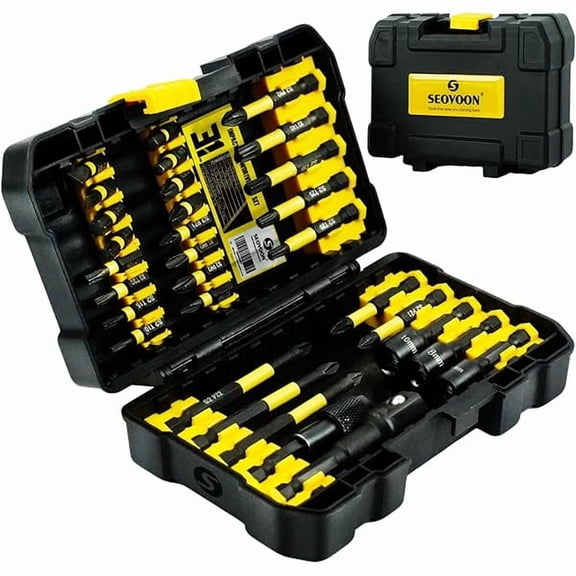 CJB31pcs Screwdriver Bits Set, Magnetic Bits with Impact Nut Drivers, CNC Machined Torx Bit, S2 Steel Phillips Head Bits(Hex,Slotted,Pozidriv), 1/4" Impact Socket Adapter, Bit Holder, Tool Box