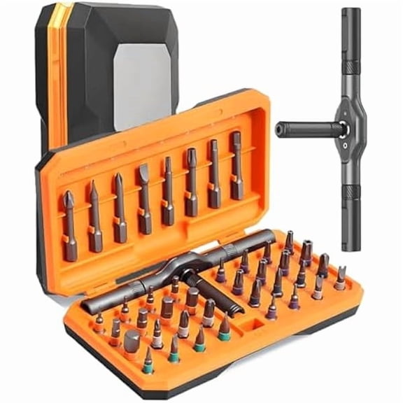 CJB42 in 1 Ratchet Screwdriver Set, Magnetic Screwdriver Set, DIY Multi Bit Magnetic Drive Set with Detachable Ratchet Handle, Portable Compact Repair Tool Kit for Furniture Computer Bicycle, Orange