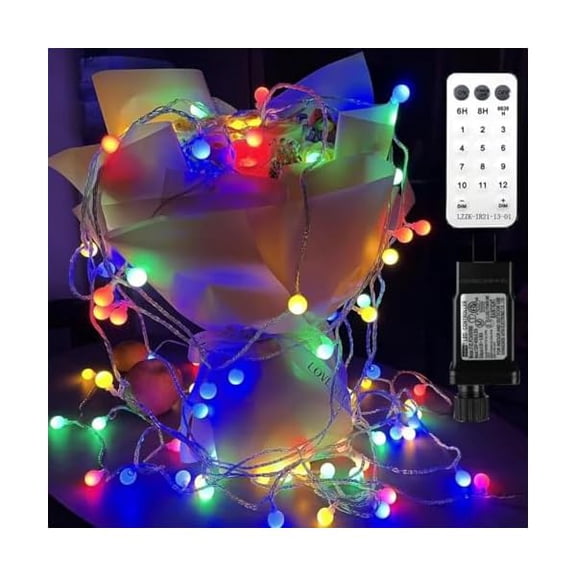 CJB49 Feet 100 Led Globe String Lights,8 Modes with Remote Fairy Lights Plug in Indoor Outdoor Bedroom Party Wedding Garden Christmas Tree Decor,Multicolor