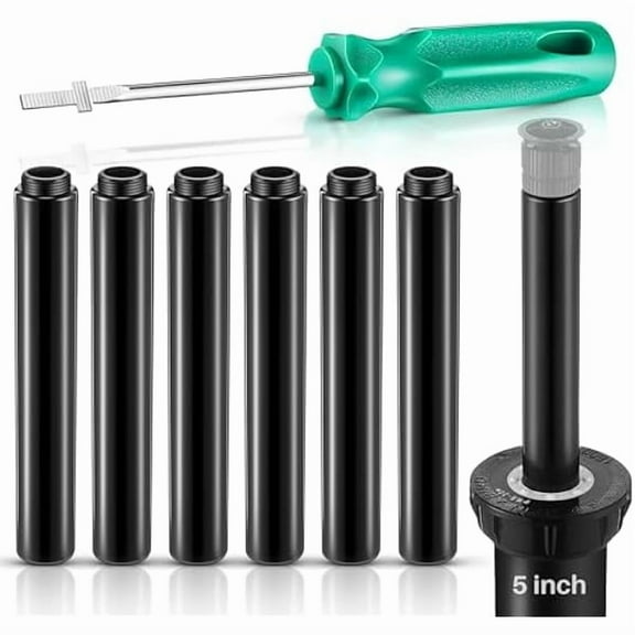 CJB5" Popup Riser Extensions Compatible with Rain Bird 1800, Sprinkler Head Riser Extender with RotorTool Screwdriver Fits 1/2 Male/Female, Garden Lawn Irrigation Spray Head Upgrade, 7 Set