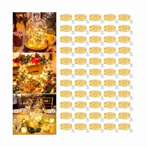 CJB50 Pack Fairy Lights Battery Operated - 7ft 20 Led Twinkle Lights 3 Modes, Bulk Mini String Lights Waterproof for Mason Jars Vases DIY Party Wedding Decoration Christmas -Warm White