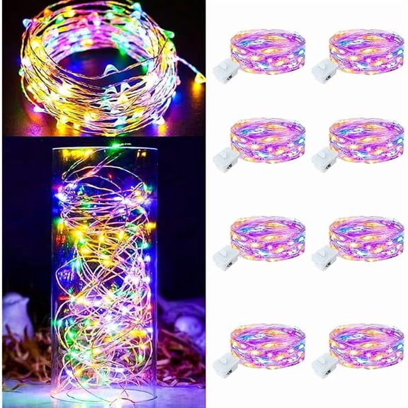 CJB8 Pack Fairy Lights Battery Operated, 7ft 20 LED 3 Modes Speed Twinkle Mini String Lights Waterproof Copper Wire Firefly Starry Lights for Mason Jars Wedding Party Christmas Decorations