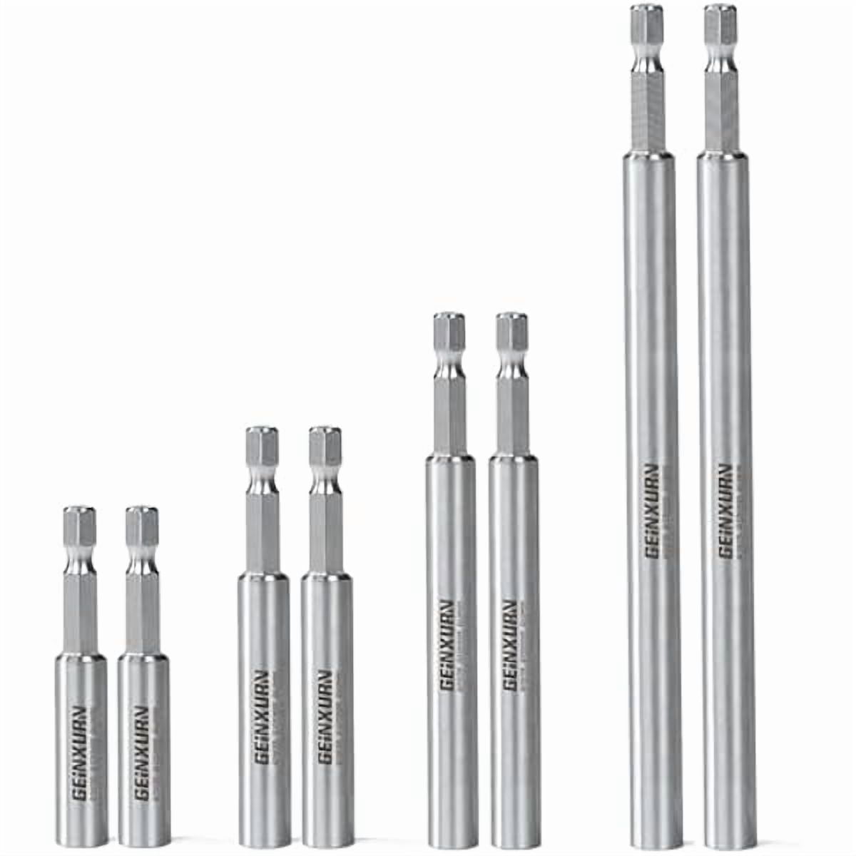 CJB8Pc Stainless Screwdriver Bit Holders, Extension Socket Drill Bit Magnetic Holder Hex Shank Quick-Change Drill Bit Guide (2.5”3”4”6”)