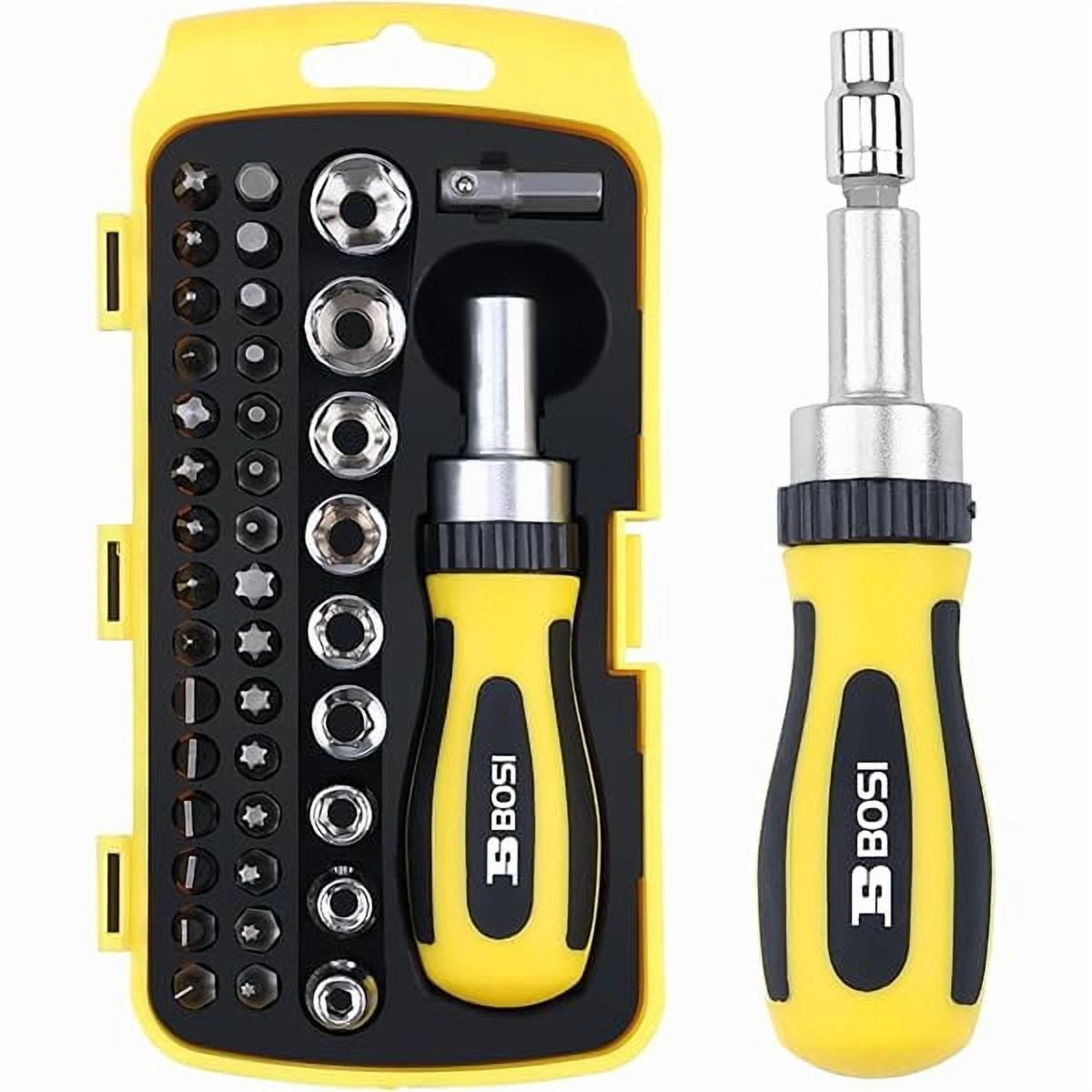 CJBBOSI TOOLS Ratchet Screwdriver Set 41 Pieces Socket Set Magnetic Screwdriver Bit Set with Ratchet Handles & Storage Box Household Repair Kit for Bike Electronic Projects