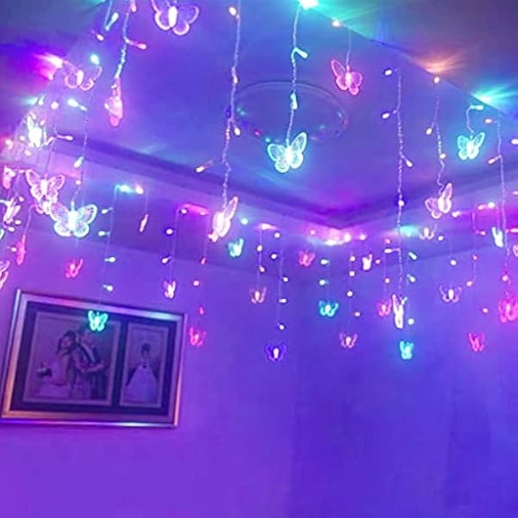 CJBCurtain Butterfly String Light 20Ft 120LED Window USB Fairy Lights 24 Butterfly 8 Modes with Remote Control for Room Bedroom Patio Party Wedding Holiday Christmas Decoration (Colorful)