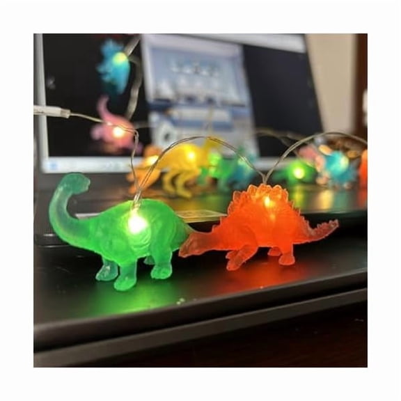 CJBDinosaur String Lights - 9.8FT 30LED Jurassic Themed Dinosaur Lights for Kids Room, Birthday Party & Christmas Easter Halloween Decor, Battery Operated (8 Mode)