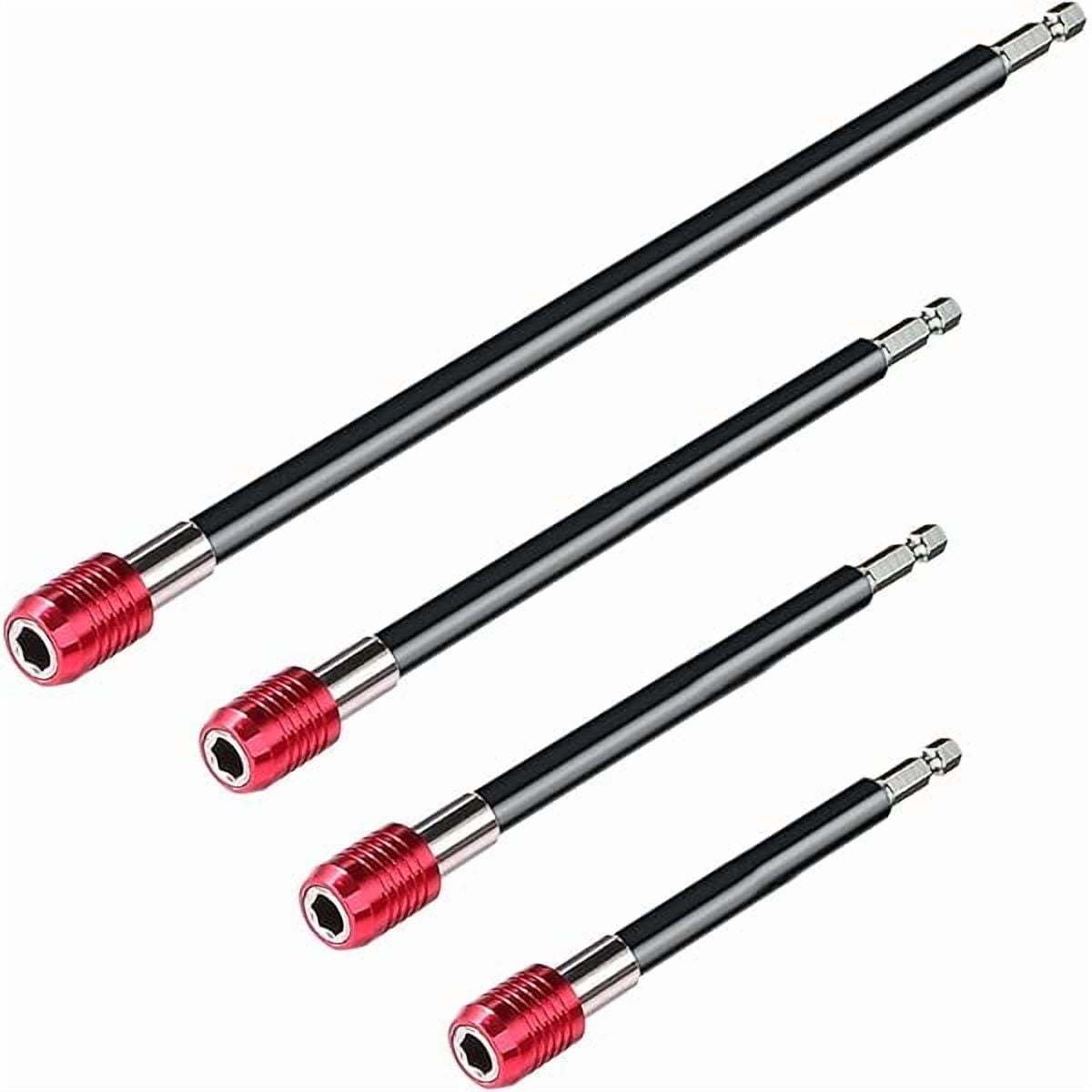 CJBDrill Bit Extension Set,4Pcs Magnetic Drill Screwdriver Bit Holder Bar Chuck Adapter Extender 1/4 inch Hex Quick Release Bit Holder for Impact Driver Screws Nuts Drill