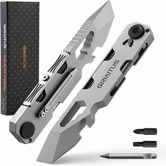 CJBEDC Pry Bar Multitool with Bi-Directional Ratchet Screwdriver & Everlasting Pen, Wrenches, Crowbar, Bottle and Box Openers - Your Versatile Companion for Everyday Carry and Camping Accessories