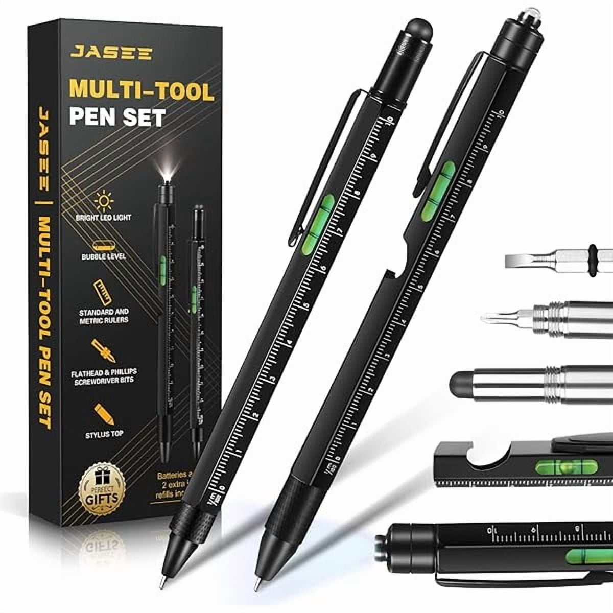 CJBGifts for Men Him Dad, Multitool Pen Set, Cool Gadgets for Men Boyfriend Husband Handyman on Birthday Fathers Day, Tactical Pen Unique Multi Tool with LED, Stylus, Level, Screwdriver, Flathead
