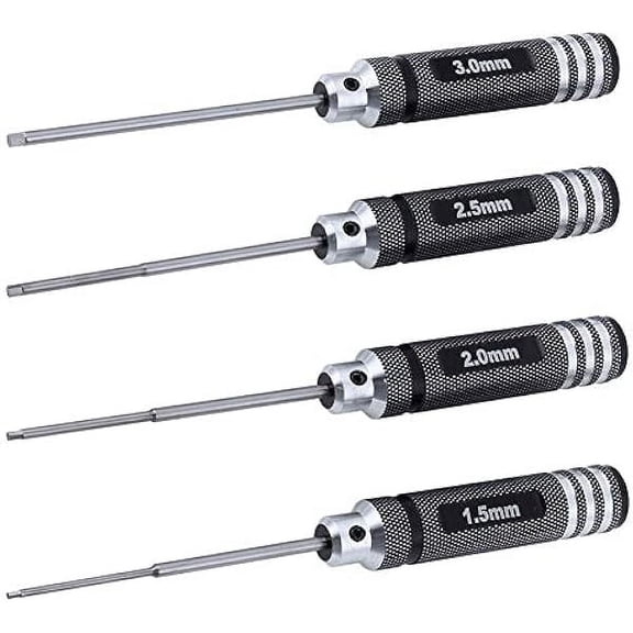 CJBHobbyPark 4pcs Hex Screw Driver Set 1.5mm 2.0mm 2.5mm 3.0mm Allen Wrench Keys Screwdriver Kit RC Repair Tools Kit for Traxxas RC Car Drone Multi-Axis Helicopter Arrma Axial Losi Redcat Racing