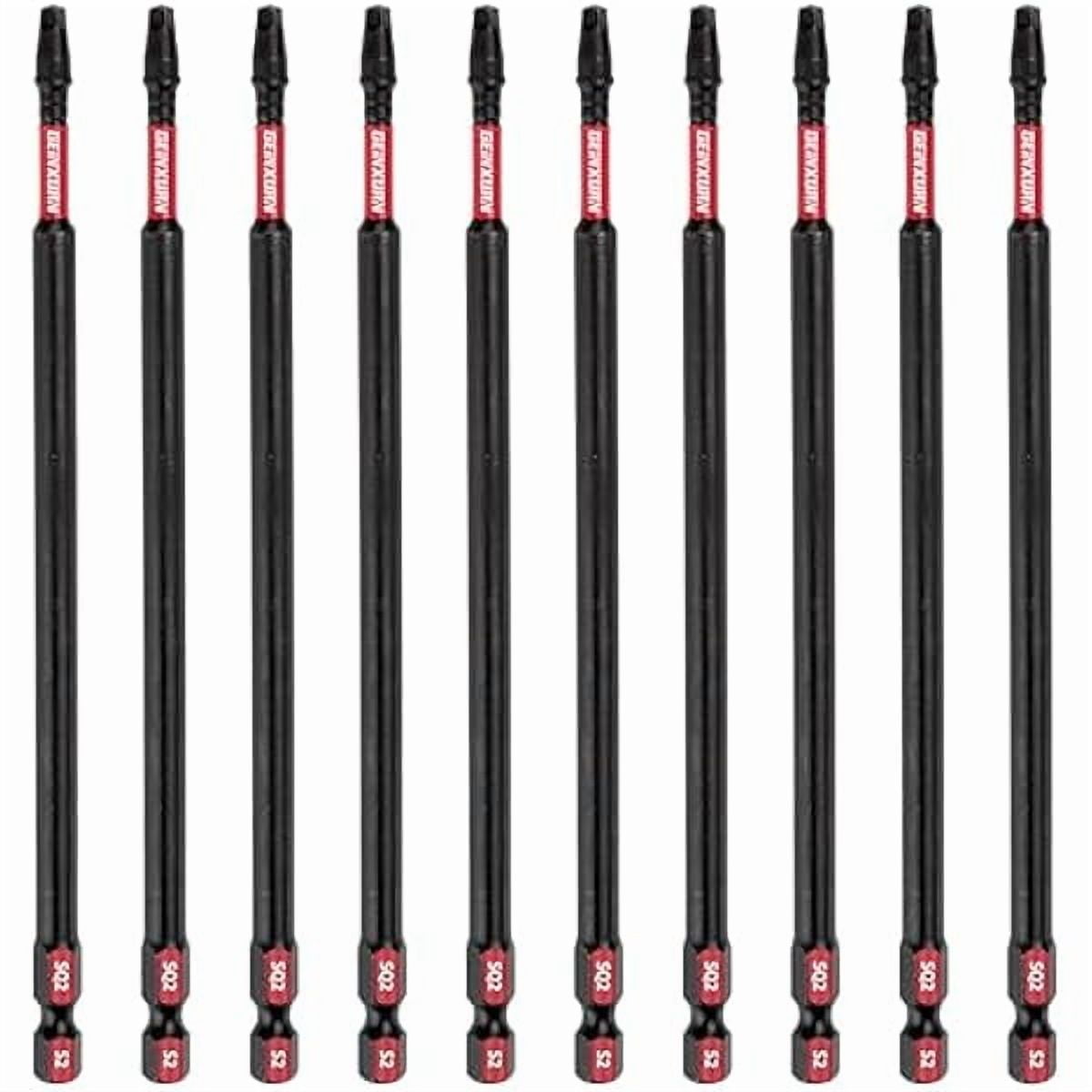 CJBImpact Tough #2 Square 6 in. Power Driver Bits,10Pack SQ2 Screwdriver Bits Set 6”Long Impact Bit,Bulk