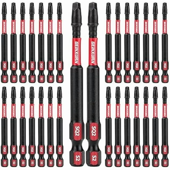 CJBImpact Tough 3Inches #2 Square Insert Driver Bits,30Pack Magnetic SQ2 Screwdriver Bits Set 3Long Impact Bit,Bulk