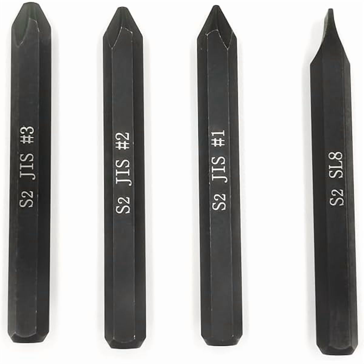 CJBJIS B4633 Impact Screwdriver Bits For Impact Driver, 5/16" Hex Shank, S2 Alloy Steel,75mm Long- Ideal for Japanese Automotive & Motorcycle Repairs (JIS #1+#2+#3+SL8)