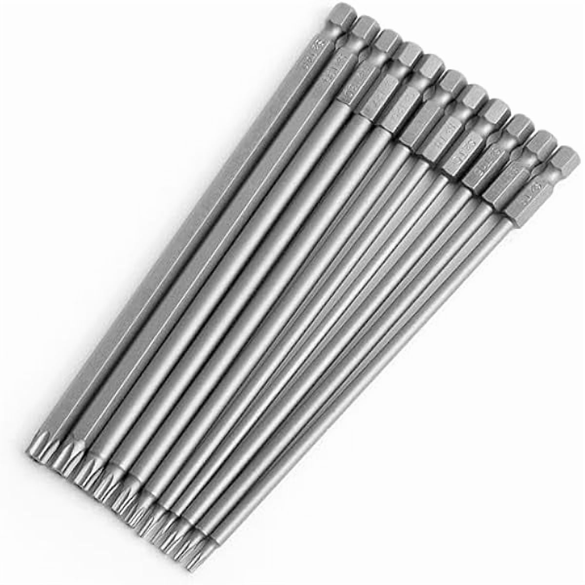 CJBLong Security Torx Bit Set, Tamper Proof Star Bit Set, 11 PCS T6-T40, 1/4 Inch Hex Shank, 6 Inch Length, S2 Alloy Steel, Magnetic Tip, for Power Screwdriver Drill Impact Driver